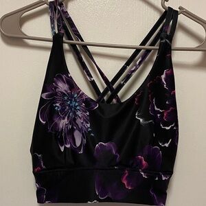 Athletic Works Black and Purple Floral Sports Bra